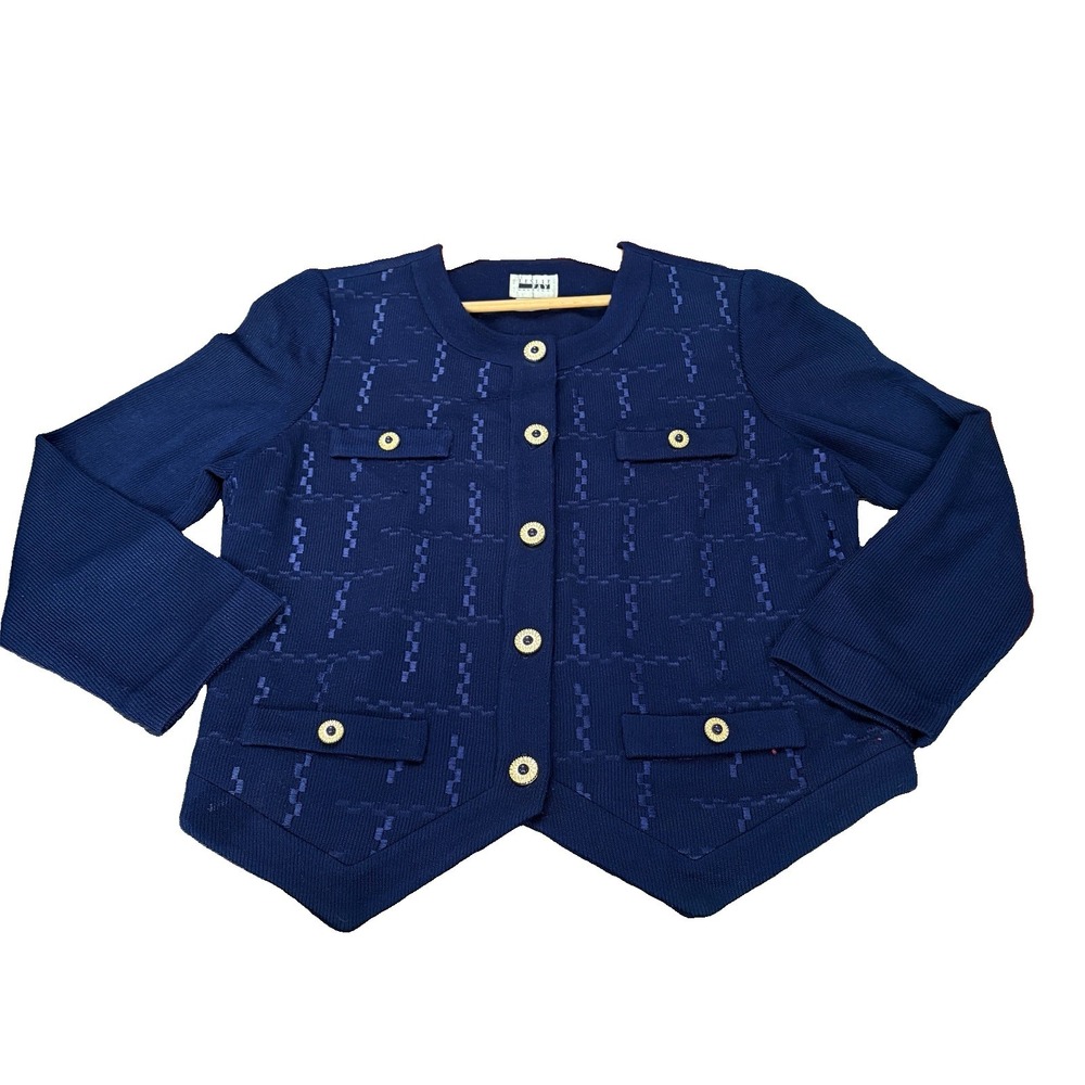 VTG 90's Leslie Fay Women's 2 Piece Skirt Set 12 Navy Officecore Office Siren - Picture 2 of 9